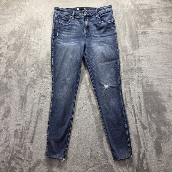 Kut From The Kloth Jeans Womens 8 Blue Distressed Skinny Raw Hem Ankle Stretch - Picture 1 of 10